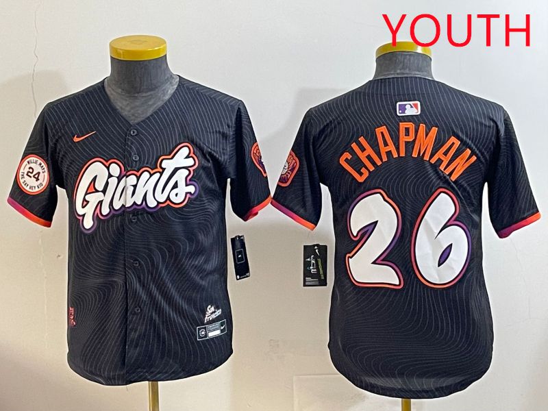 Youth San Francisco Giants #26 Chapman Black Joint Name 2025 Nike MLB Jersey style 9->youth mlb jersey->Youth Jersey